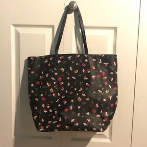 Rebecca Minkoff black floral shopper bag